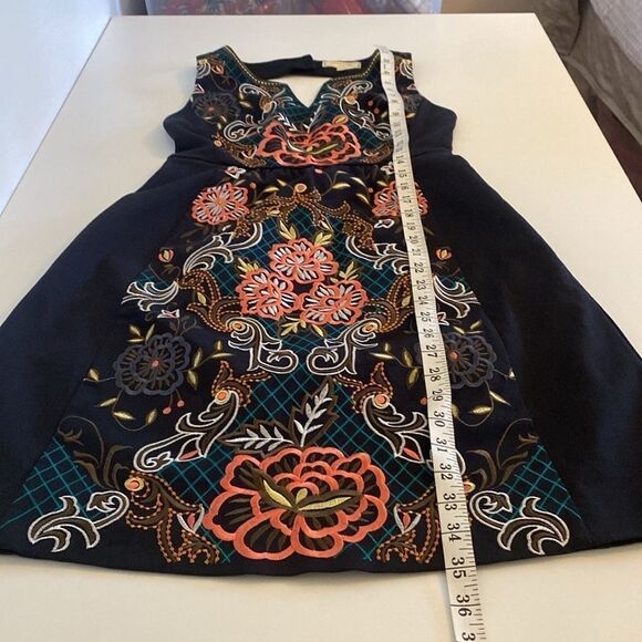 Anthropologie Moulinette Soeurs Navy Embroidered Perennial Mini Dress Size 2 - Picture 13 of 13